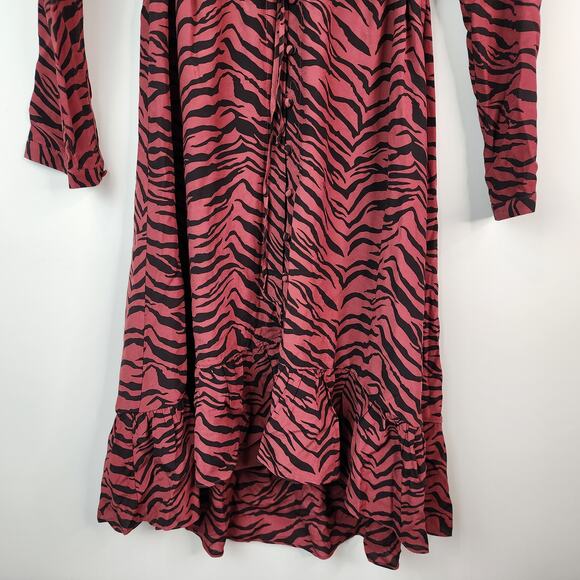 NEW Rails Jade High Low Button Front Midi Dress Rust Tiger Stripe SMALL - Picture 4 of 8
